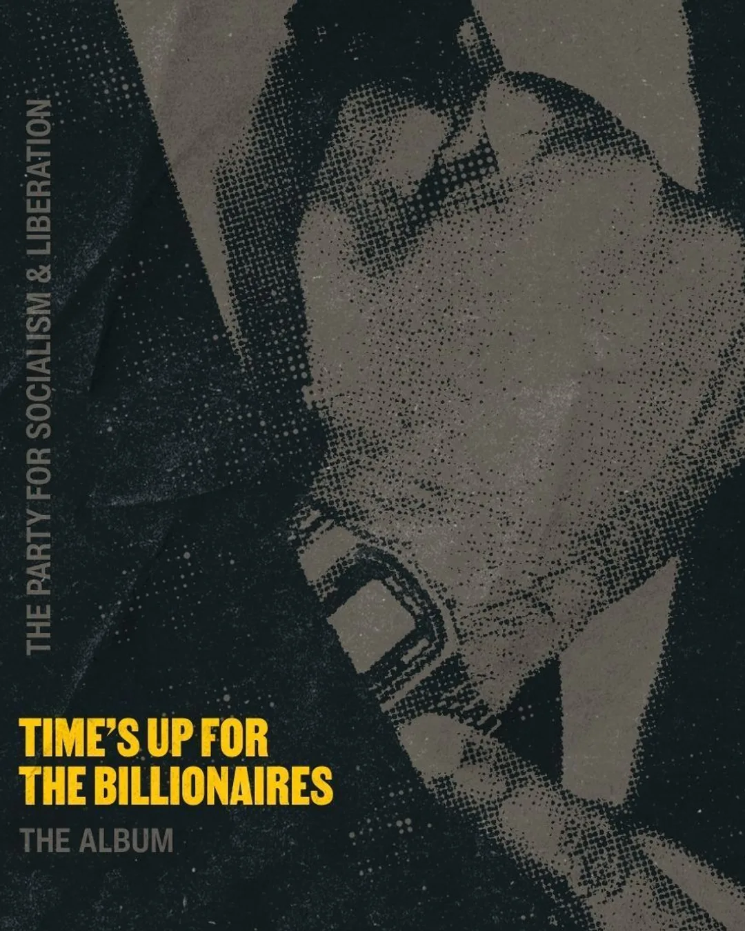 Tour poster featuring a halftone portrait of a person against a dark starry background with yellow and gray text.