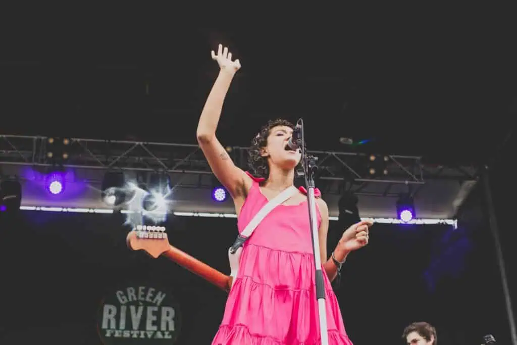 Singer performing at Green River Festival stage